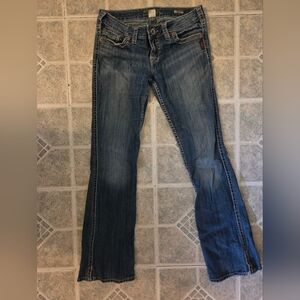 Vintage Low, Low Rise Twisted Bootcut Silver Jeans Size 28